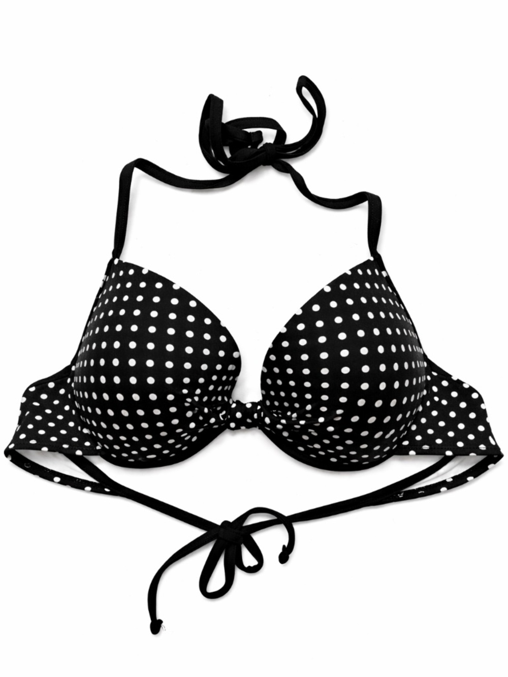 4/$20➡️ Black & White Polka Dot Underwire Halter Bikini Top – S/M (D Cup) GUC